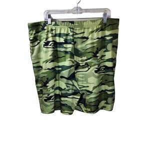 ​Plus Size 4X Green Camo Print Shorts High Waist Stretch Knit Bike Shorts